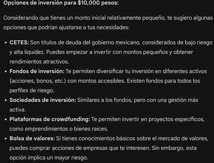 Respuesta: Sugerencia para ahorrar. Gemini.