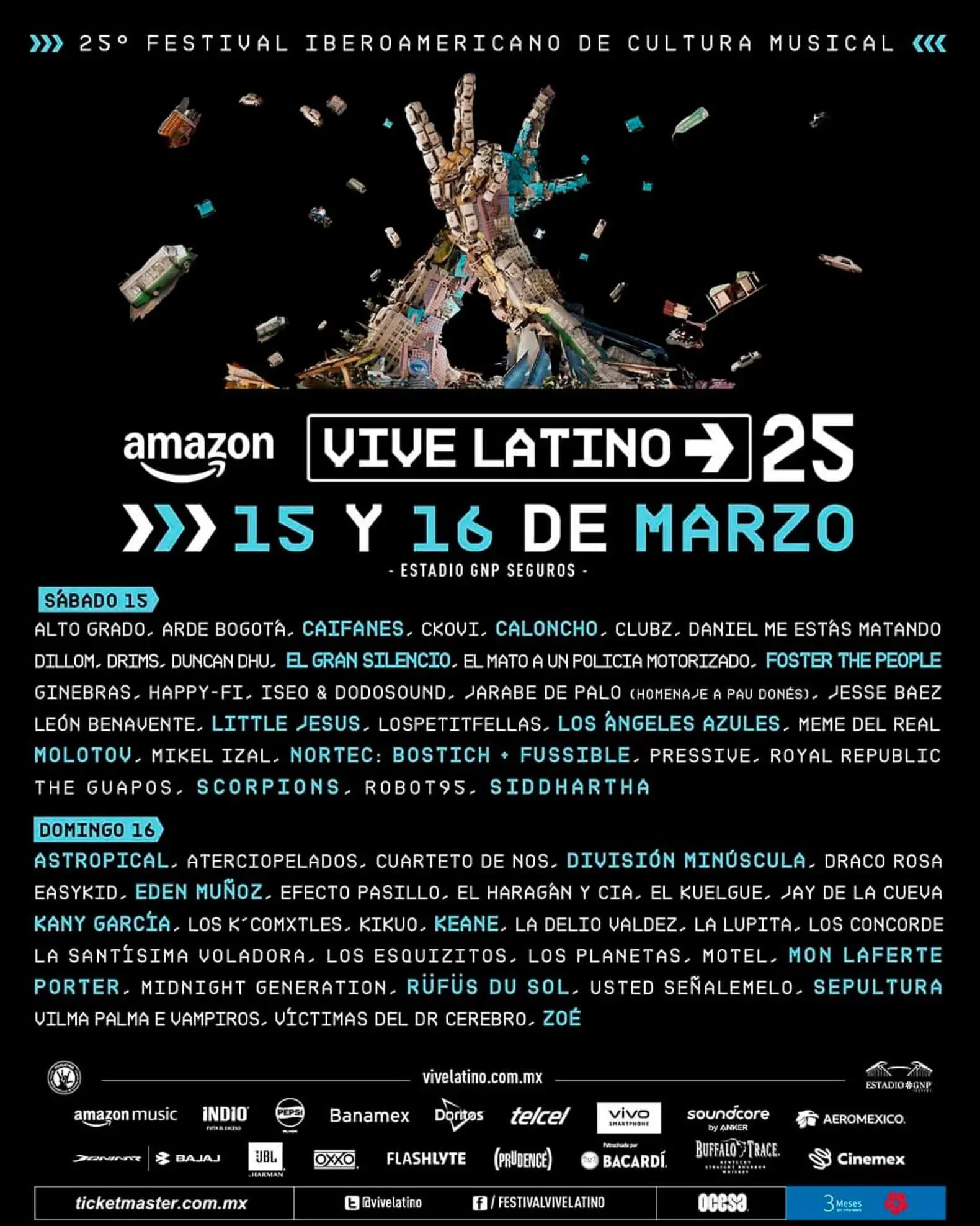 Cartelera de Vive Latino 2025. Foto: Cortesía
