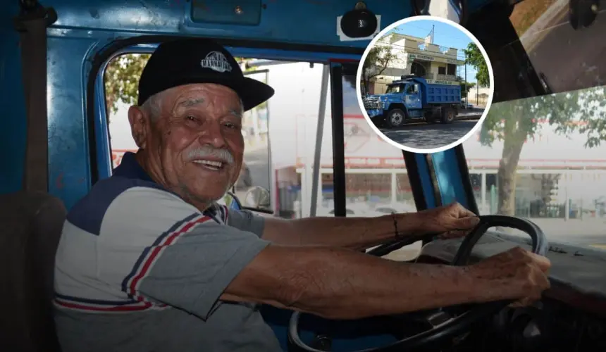 Alfredo Beltrán Gallardo, con su góndola azul, ha sido un pilar en la industria de la construcción, brindando su dedicación y esfuerzo durante más de 30 años. Foto: Juan Madrigal