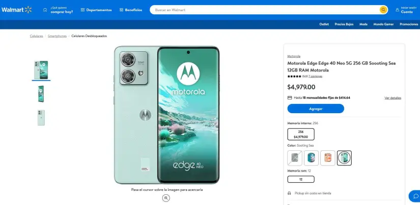 Moto Edge 40 Neo con el precio más bajo del mercado en Walmart