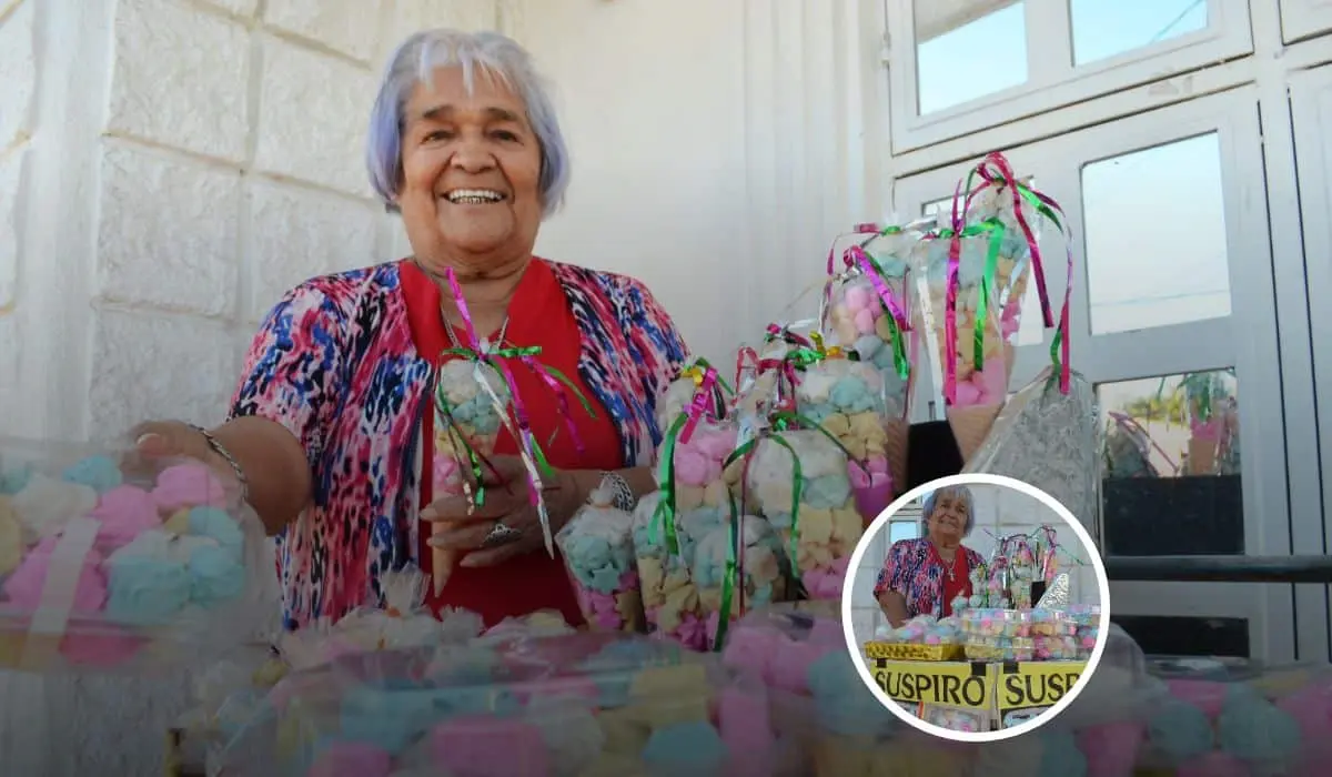 ¡Inigualable! Yolanda Magdaleno Márquez con sus suspiros mantiene viva la pasión y dulzura por más de seis décadas en Culiacán.. Foto: Juan Madrigal