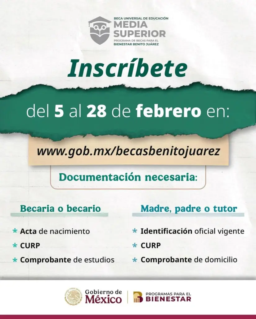Ya están por abrir los nuevos registros para la Beca Benito Juárez. Foto: Cortesía