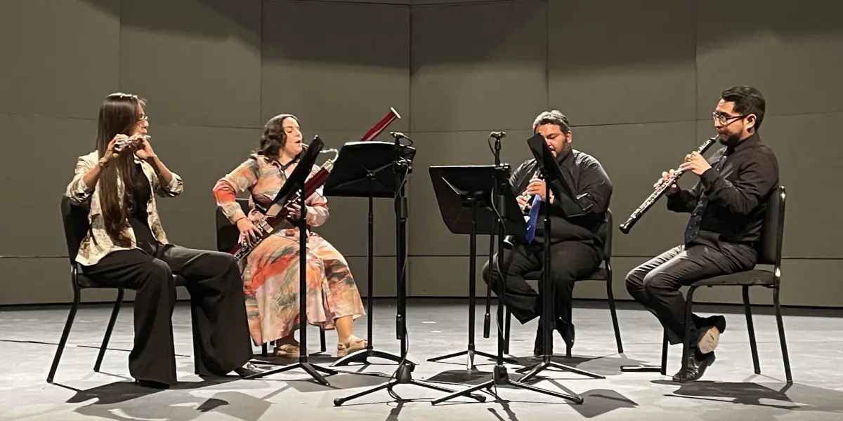 El Cuarteto Quinteto integrado por Nathali García, Fagot Ascensión Fuentes, Clarinete Alberto Estrada y Oboe Miguel Espino. Foto: Vicente Fonseca.