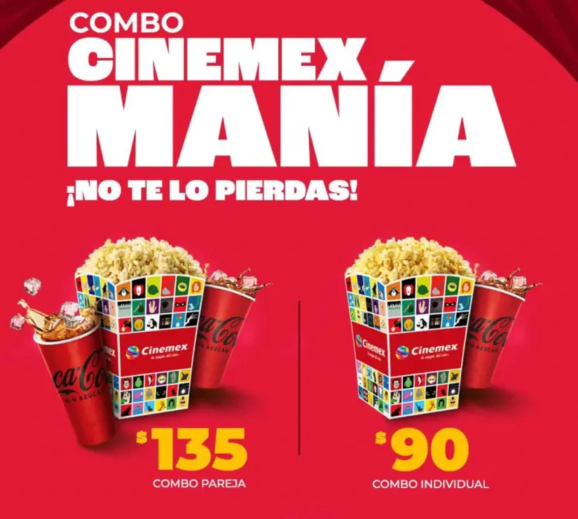 Combos en oferta en Cinemex. Foto: Cortesía