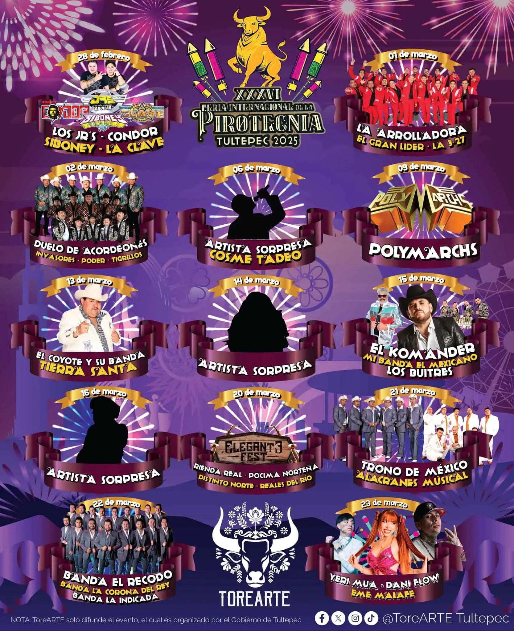 Cartelera de artista de la Feria de Tultepec 2025. Foto: Cortesía