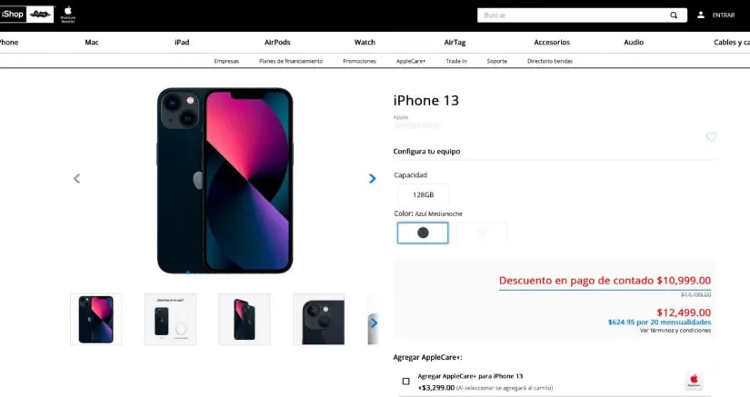Promoción del iPhone 13 en iShop Mixup. Foto: Captura de pantalla