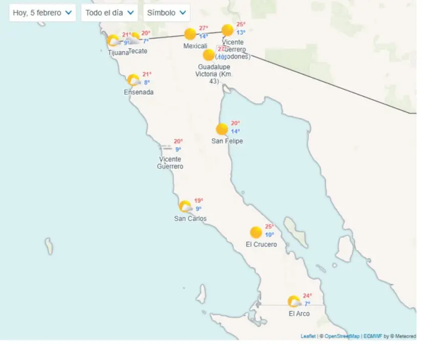 Clima en Baja California hoy 5 de febrero 2025