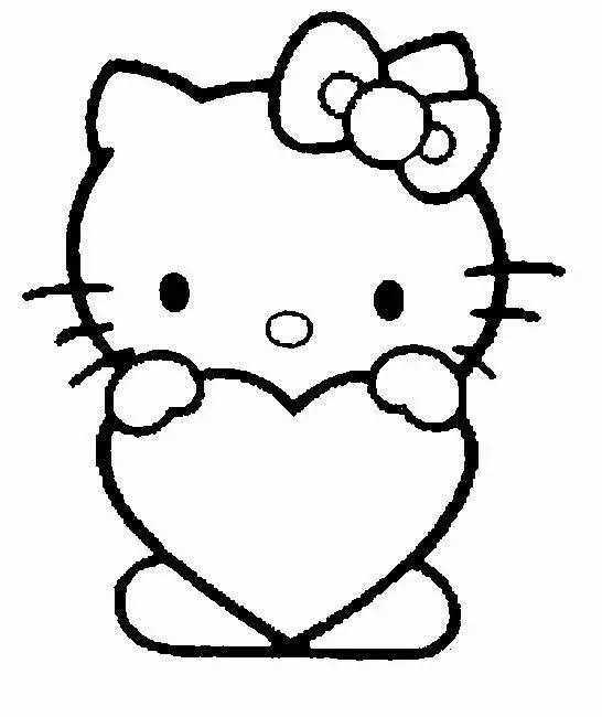 Hello Kitty abrazando un corazón