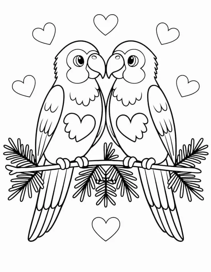 Parejita de pájaros con mucho amor
