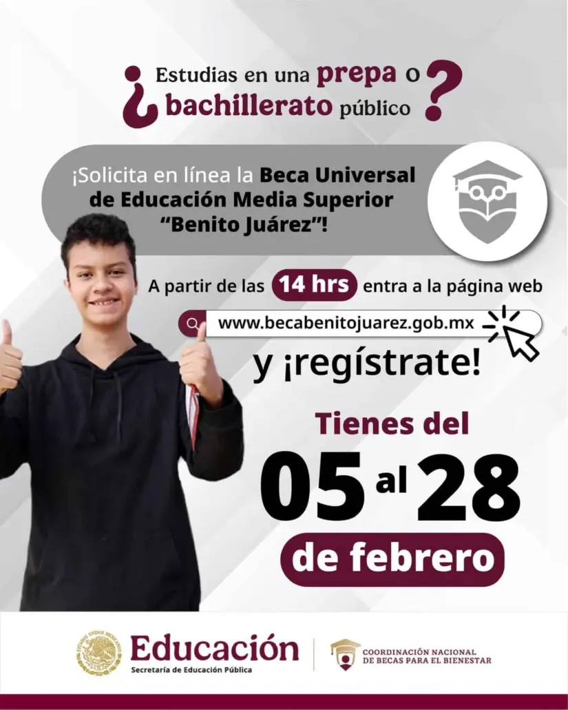 Registro para la Beca Benito en Baja California, a partir del 5 de febrero. Foto: Cortesía