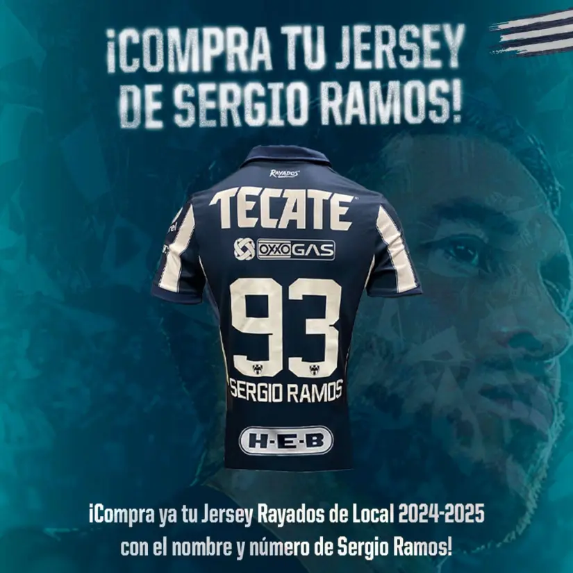 A la venta el jersey de Sergio Ramos con Monterrey. Foto: Cortesía