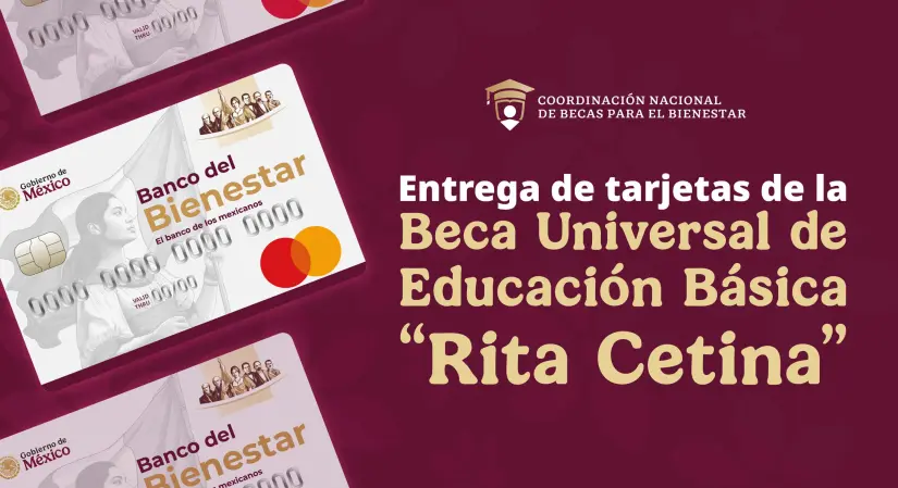 Entregas de las tarjetas del Banco Bienestar de la Beca Rita Cetina. Foto: Cortesía