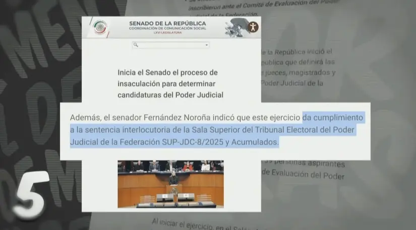 Sentencia de Sala Superior del Tribunal Electoral del Poder Judicial de la Federación para ejercer el método de insaculación. Imagen. Mañanera del Pueblo.