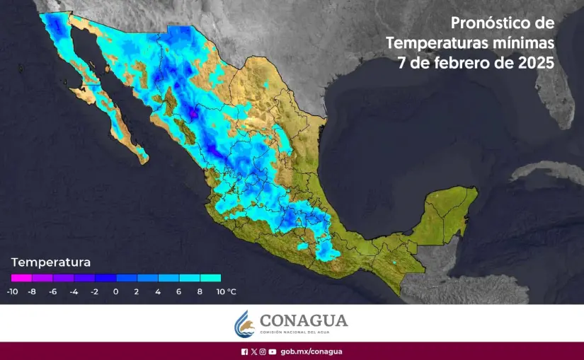 Temperaturas para este viernes 7 de febrero. Foto: Gobierno de México.