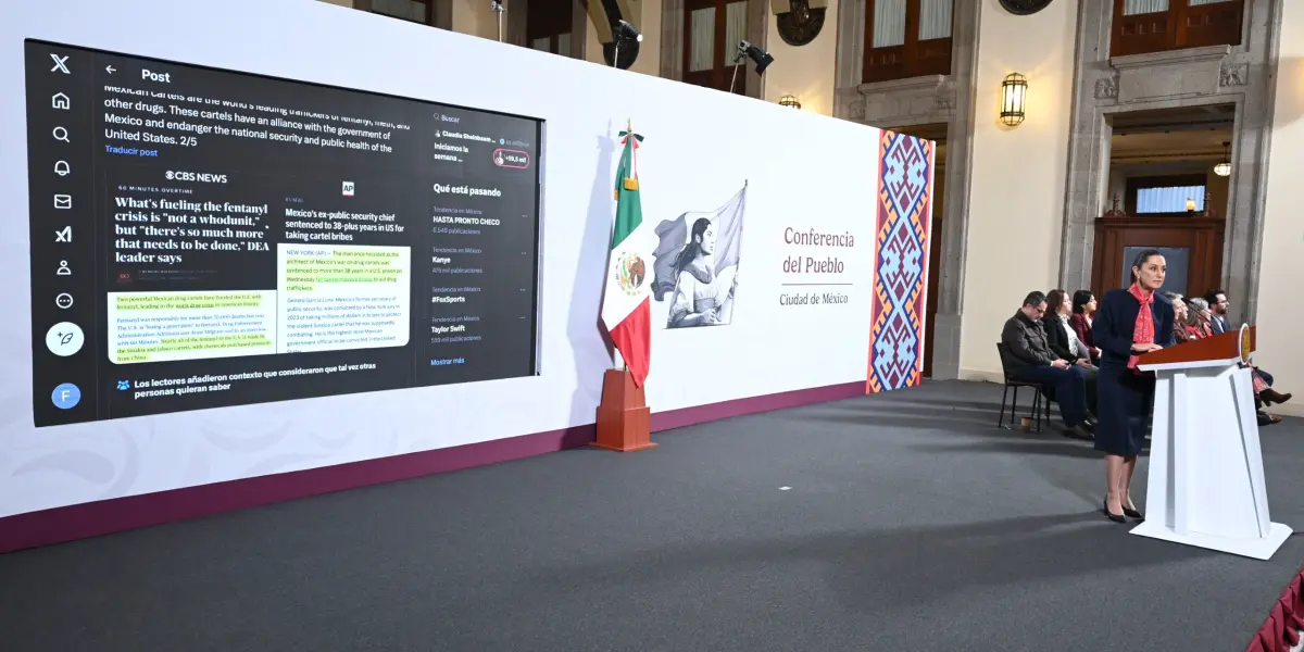 Claudia Sheinbaum, durante la mañanera del pueblo.