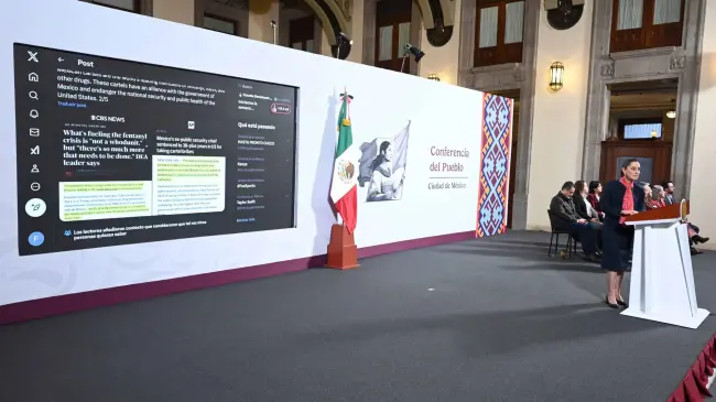 Claudia Sheinbaum, durante la mañanera del pueblo.