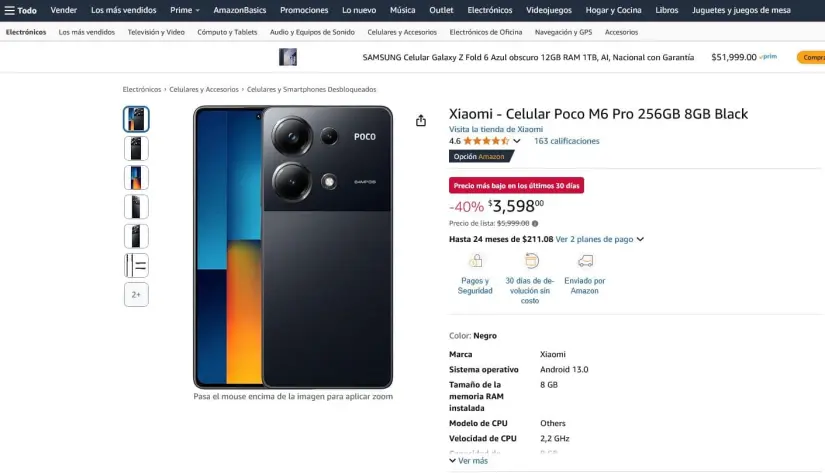 En oferta el Poco M6 Pro en Amazon por Día de San Valentín 2025. Foto;  Cortesía