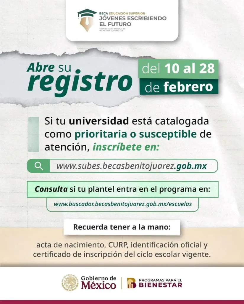  Beca Jóvenes Escribiendo el Futuro abre registro desde hoy 10 de febrero. Foto: Cortesía