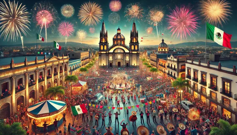 Una imagen hecha por la Inteligencia Artificial donde los ciudadanos conmemoran los 483 aniversario de Guadalajara.