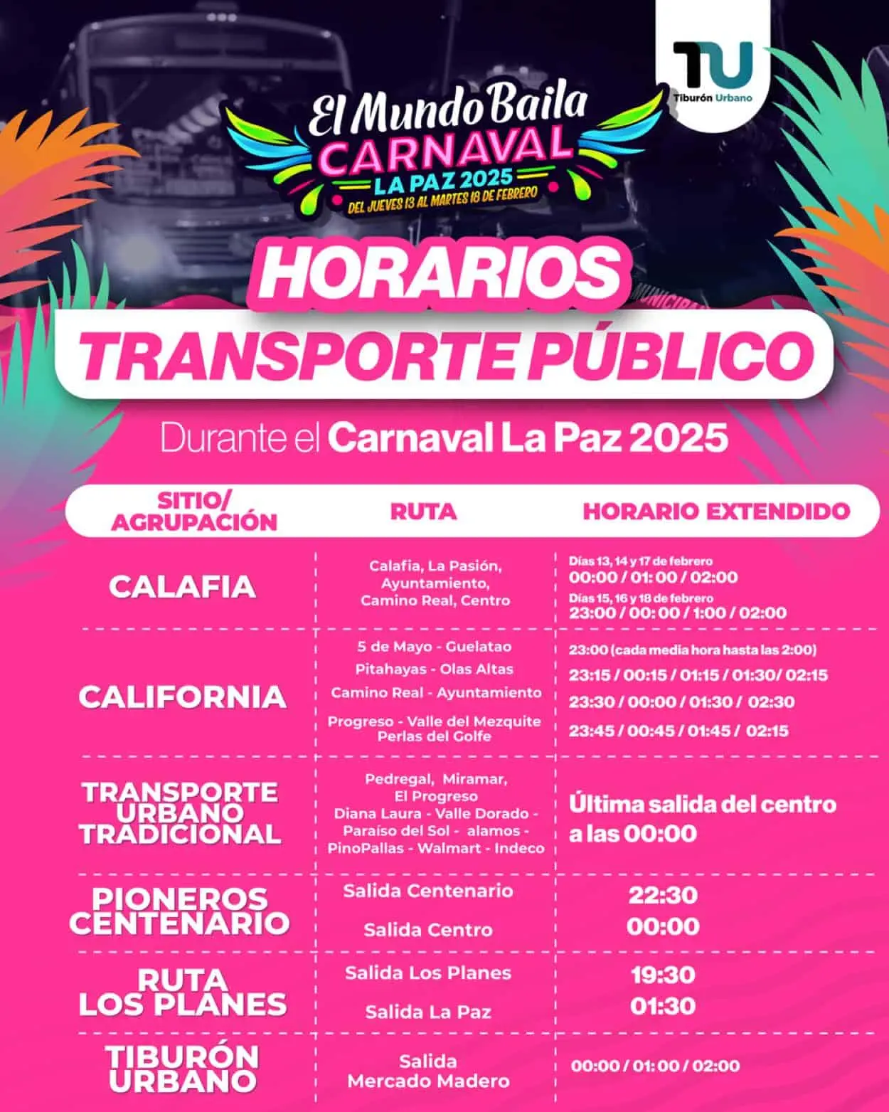 Rutas de transporte publico en el Carnaval de La Paz. Foro: Cortesía