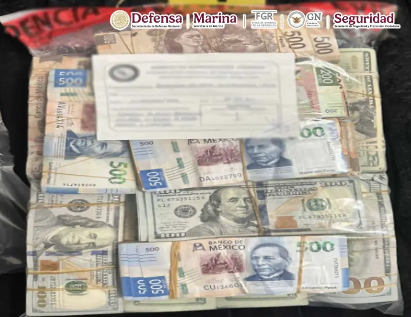 Dinero decomisado en Culiacán