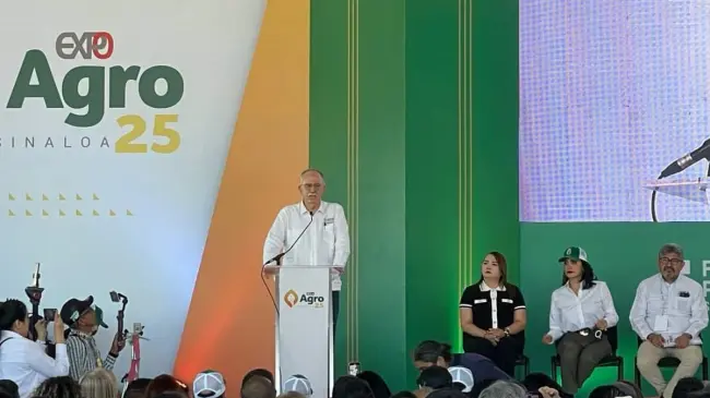 Julio Berdegué Sacristán, Secretario de Agricultura, Ganadería y Desarrollo Rural, durante la inauguración de la Expo Agro Sinaloa 2025.