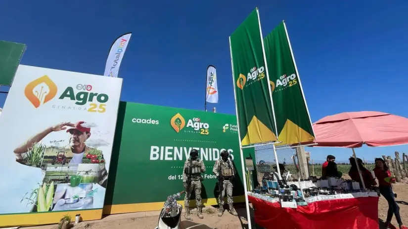 Guardia Nacional y otras corporaciones resguardan entradas y salidas en la Expo Agro Sinaloa. Foto: Lino Ceballos