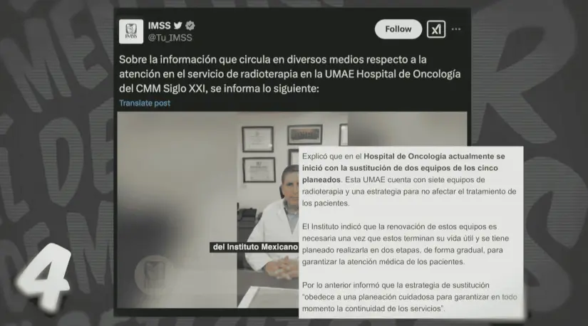 Explicación de Director Rafael Medrano sobre el servicio de radiología. Imagen. Mañanera del Pueblo.