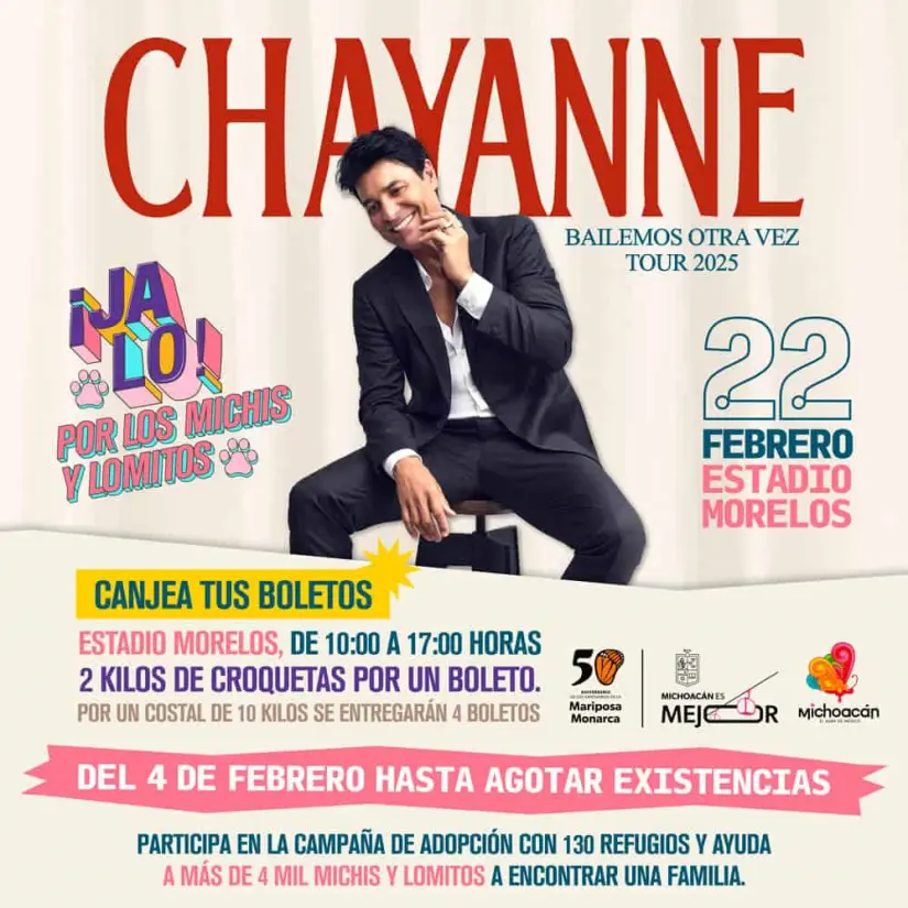 Canjea tus boletos por croquetas para ver a Chayanne. Foto: Gobierno de Michoacán