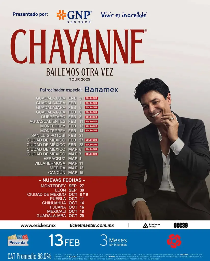 Consigue tu boleto para la próxima fecha de Chayanne en Monterrey. Foto: Facebook CHAYANNE. 