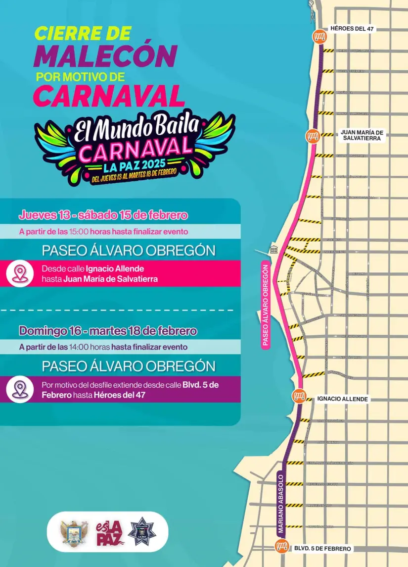 Las calles que van a cerrar por el Desfile del Carnaval de La Paz 2025