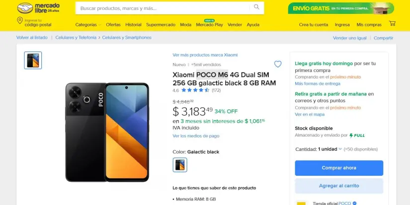 Poco M6 con oferta en Mercado Libre