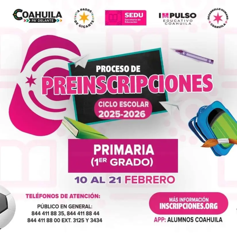 Ya iniciaron las preinscripciones de primaria en Coahuila