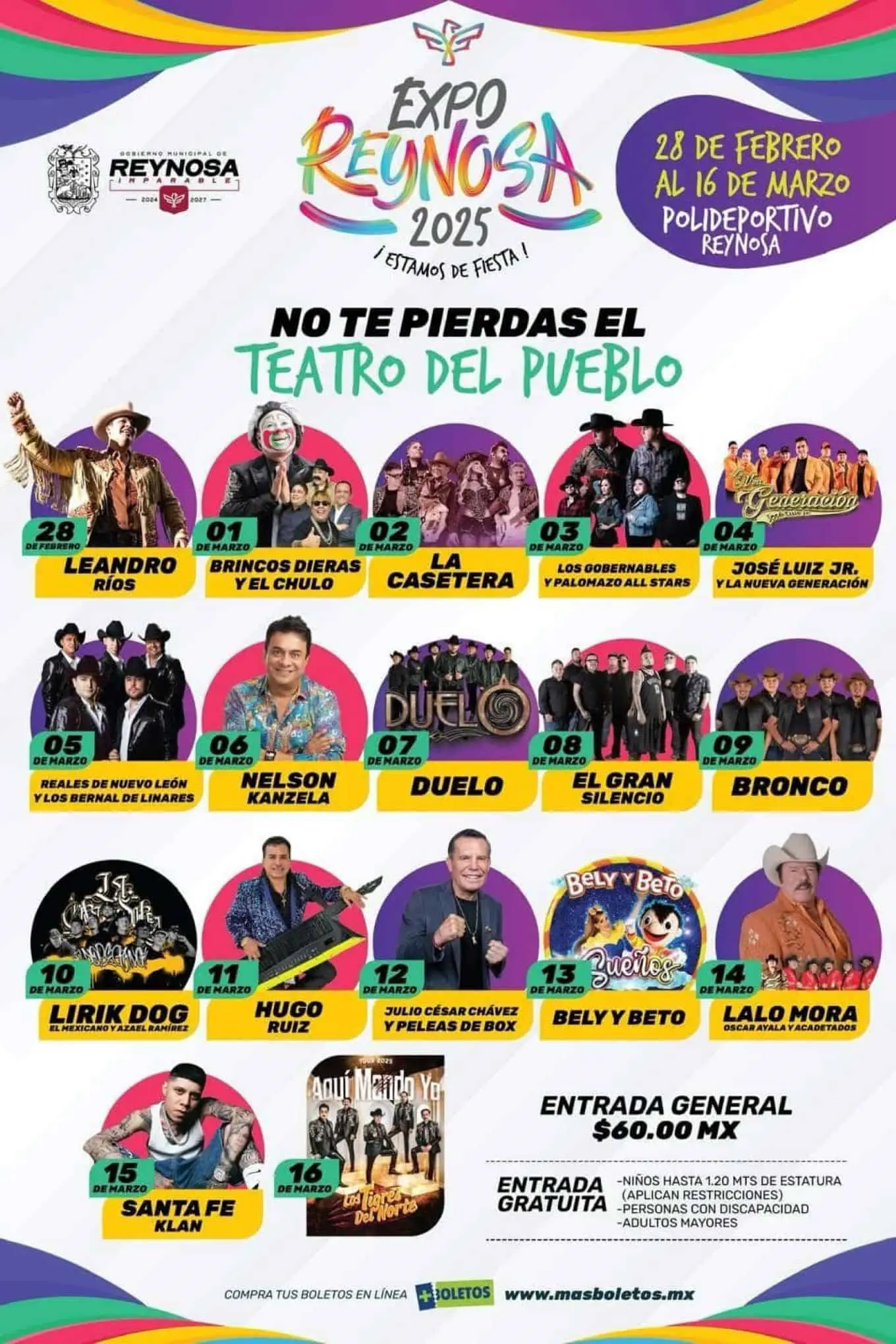Artistas que estarán en la Feria de Reynosa 2025. Foto: Cortesía