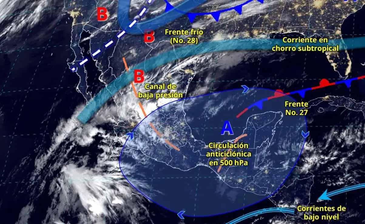El frente frío ingresará por la frontera norte del país. Imagen: Conagua