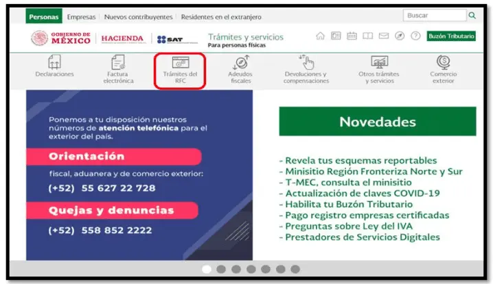 Pasos para tramitar el RFC en línea. 