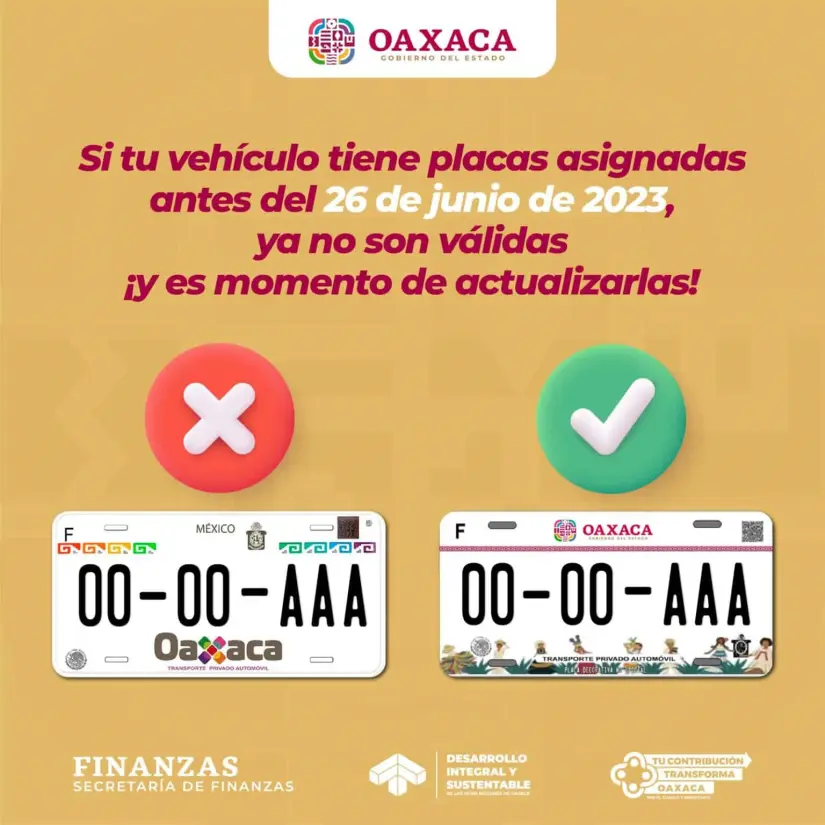 Placas en Oaxaca que ya no son válidas. Foto: Gobierno de Oaxaca