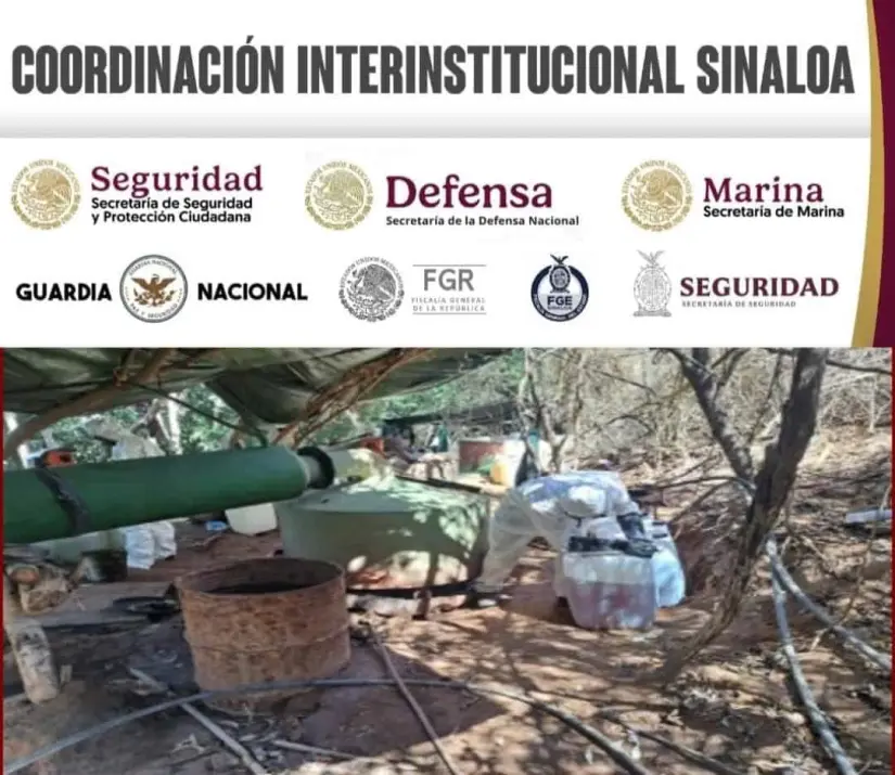 Decomiso de narcolaboratorios en Sinaloa.