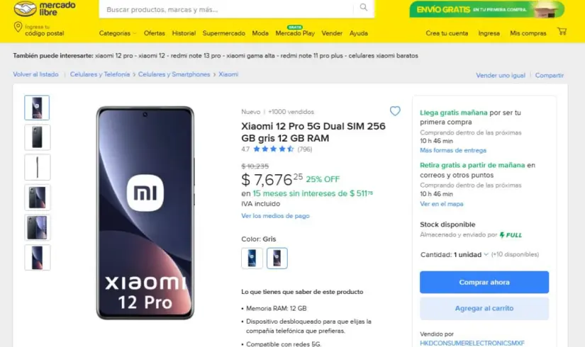 Xiaomi Pro 12: características y precio con oferta en Mercado Libre