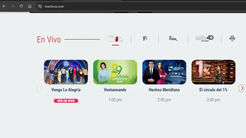 Portal oficial para ver TV Azteca en vivo. Foto: Captura de pantalla de tvazteca