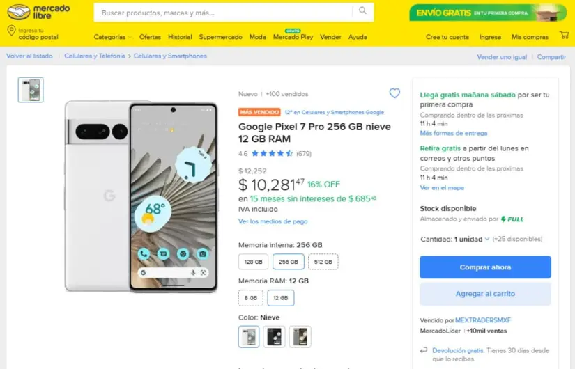 Google Pixel 8 Pro con oferta en Mercado Liber; características