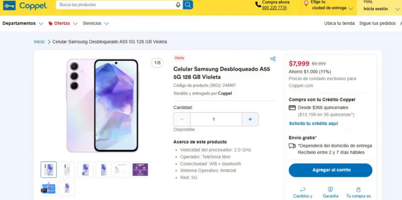 El Samsung Galaxy A55 con batería duradera y cámara de 50 MP tiene oferta exclusiva en Coppel