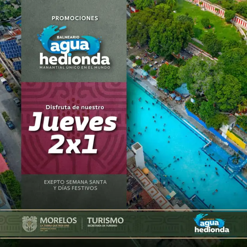 Aprovecha las promociones del Balneario Agua Hedionda en Morelos. Foto: Balneario Agua Hedionda. 