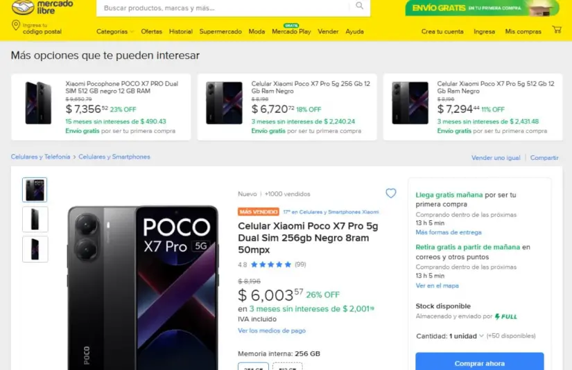 Xiaomi POCO X7 Pro con oferta en Mercado Libre: características y precio