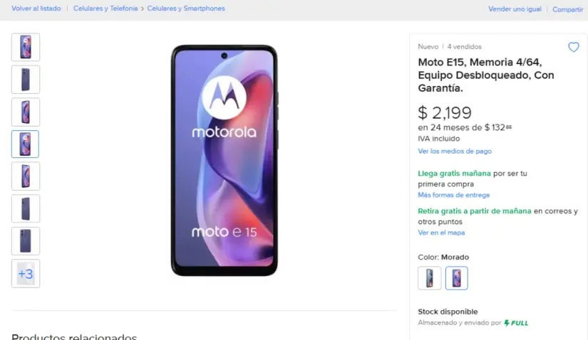 Motorola Moto E15: celular duradero y económico a precio de remate en Mercado Libre