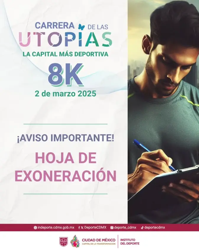 Participa en la Primera Carrera de las Utopías 8k en la Ciudad de México. Foto: Instagram Deporte_cdmx Participa en la Primera Carrera de las Utopías 8k en la Ciudad de México. Foto: Instagram Deporte_cdmx