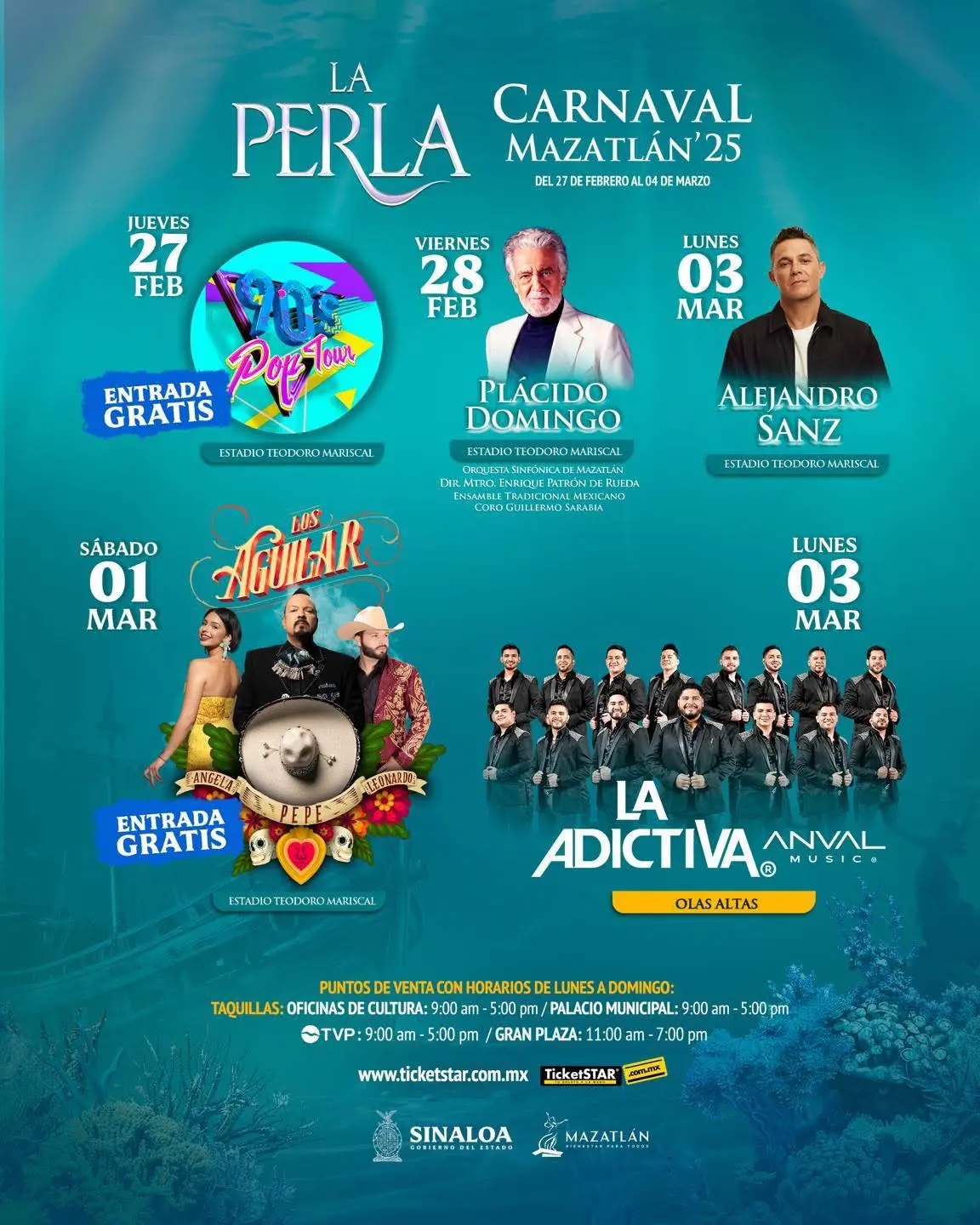 Nueva cartelera de eventos del Carnaval de Mazatlán 2025 Foto: Facebook
