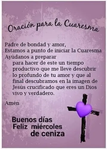 Oración para compartir en Miércoles de Ceniza. Foto: Pinterest. 