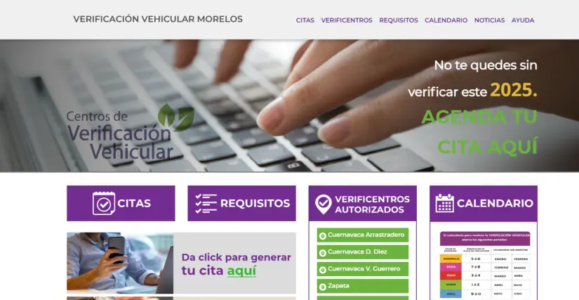 Portal para conocer cómo hacer tu Verificación en Morelos. Foto: Captura airepuromorelos.com