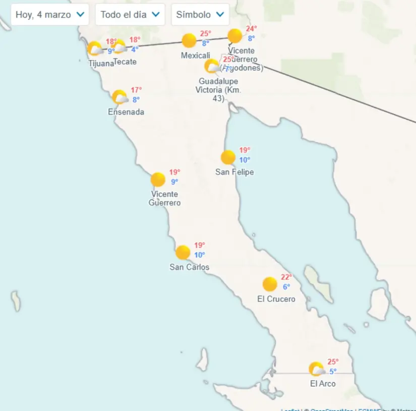 Clima en Baja California hoy, 4 de marzo de 2025